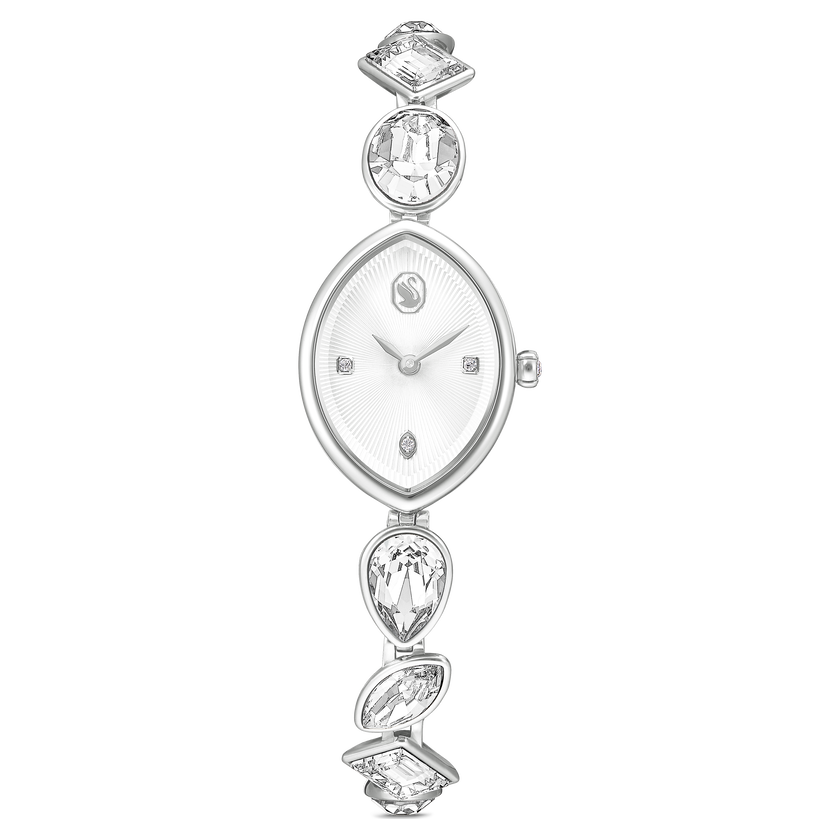 swarovski ساعة gema، سوار كريستال، لون فضي، ستانلس ستيل