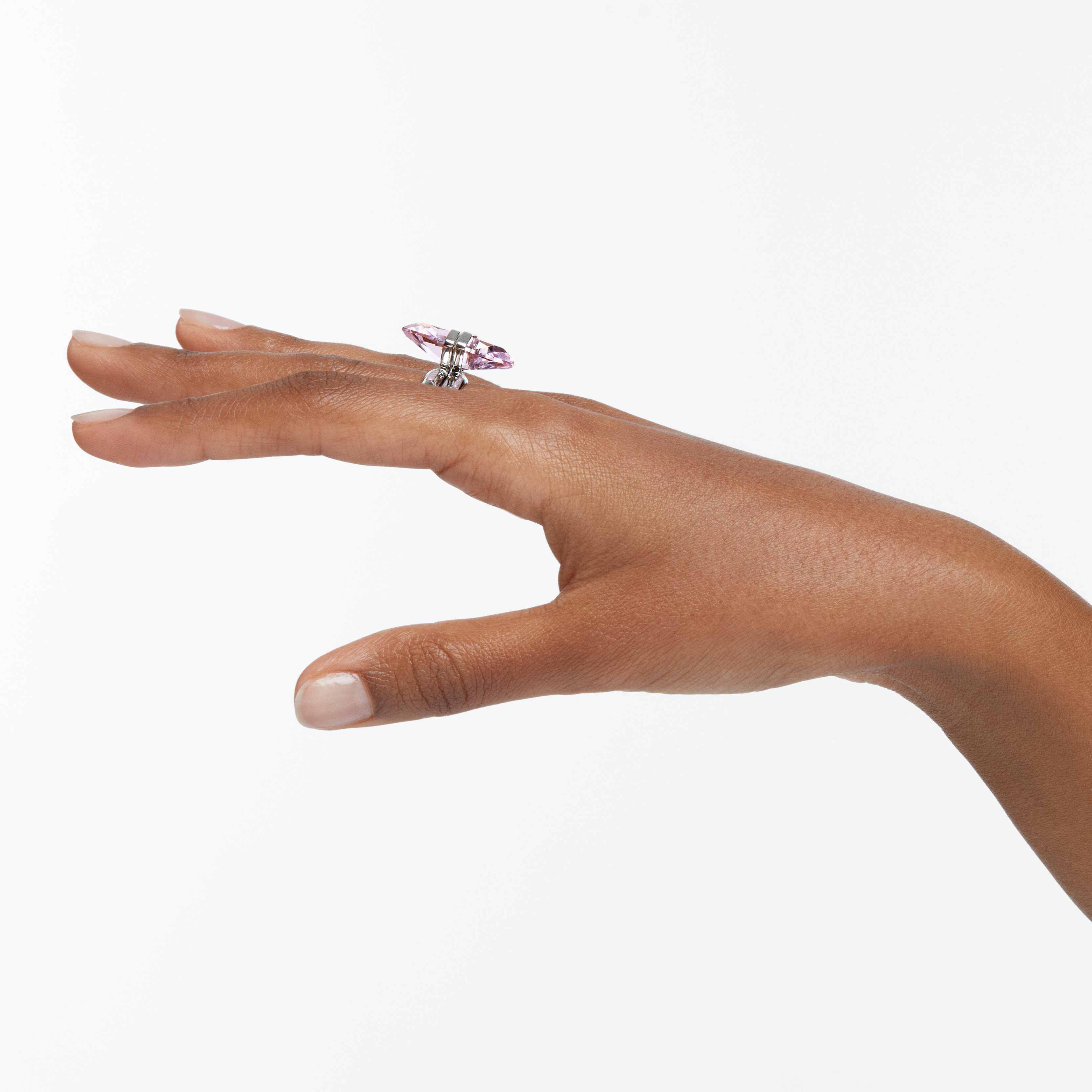 swarovski lucent ring  magnetic  pink  rhodium plated