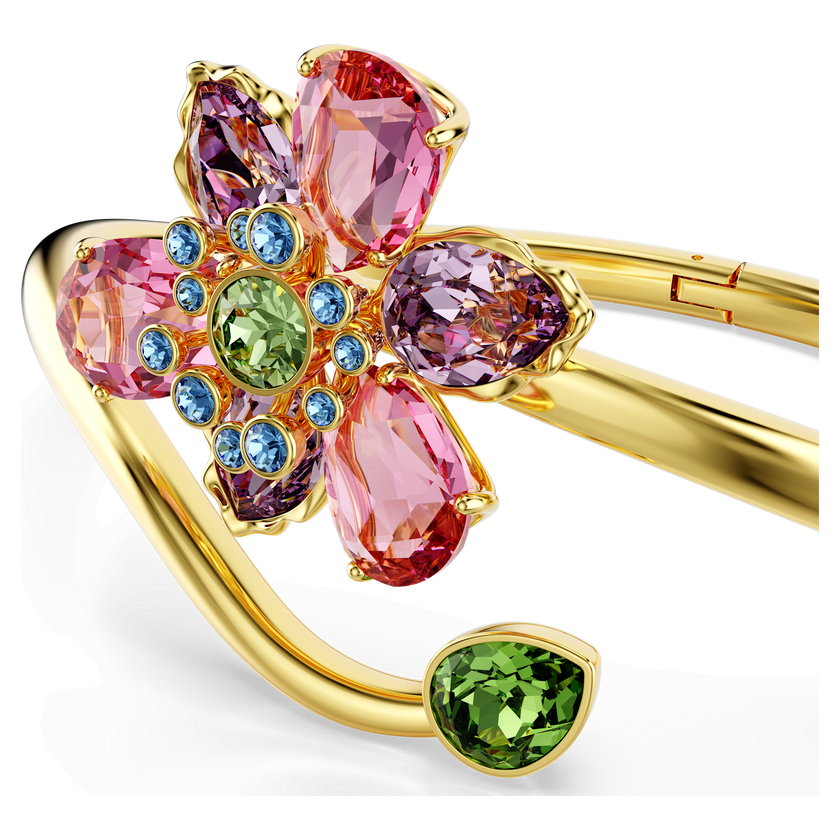 swarovski idyllia bangle  mixed cuts  flower  multicolored  gold tone plated