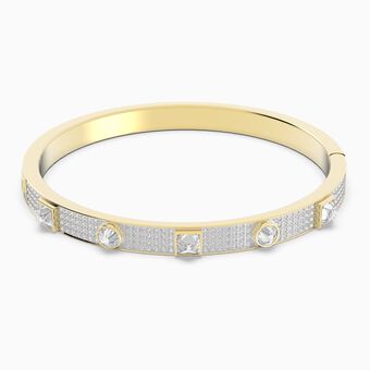 Thrilling Deluxe bangle, White, Gold-tone plated