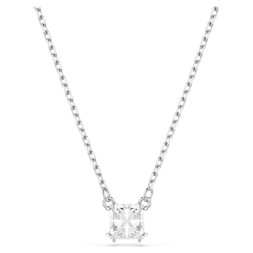 swarovski stilla pendant  square cut  white  rhodium plated