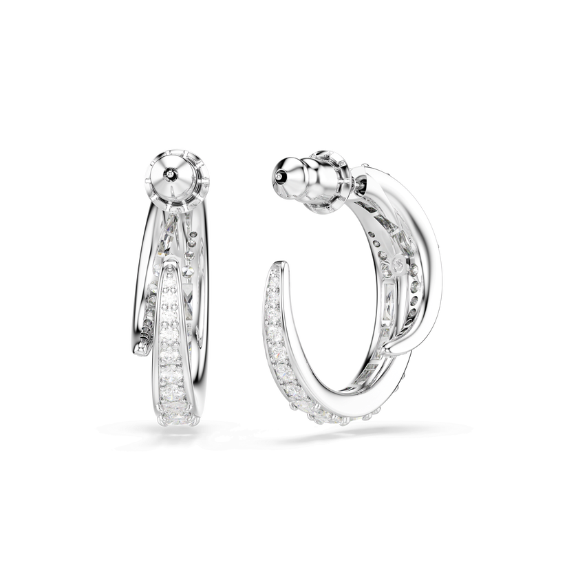swarovski vienna hoop earrings  mixed cuts  white  rhodium plated
