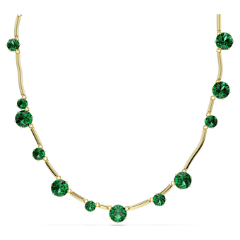 swarovski constella strand  mixed round cuts  green  gold tone plated