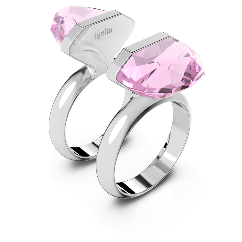 swarovski lucent ring  magnetic  pink  rhodium plated