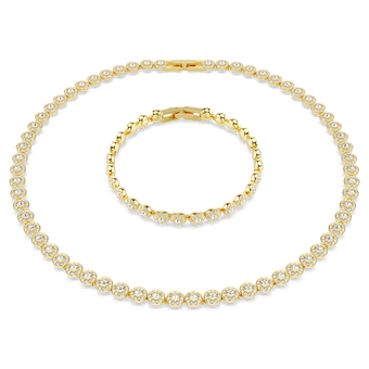 swarovski una angelic set  round cut  white  gold tone plated