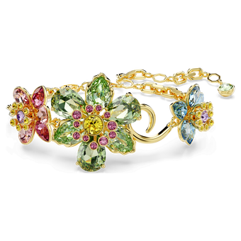 swarovski سوار idyllia، قطع متنوع، شكل زهرة، ألوان متعددة، طلاء باللون الذهبي