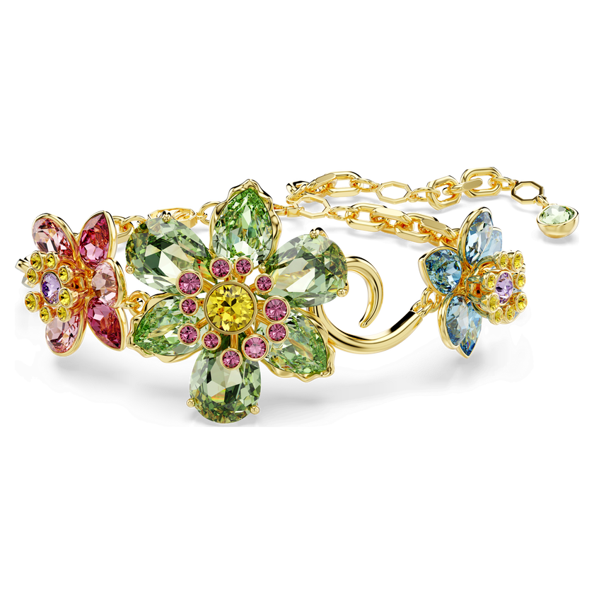 swarovski idyllia bracelet  mixed cuts  flower  multicolored  gold tone plated
