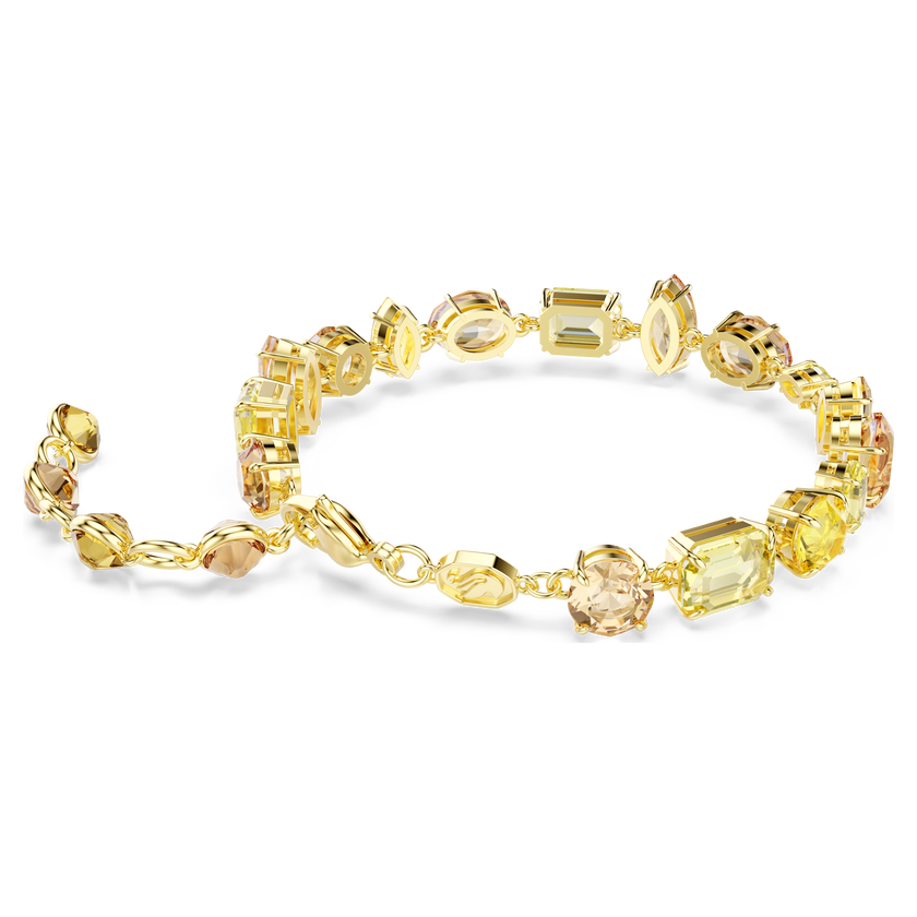 swarovski gema bracelet  mixed cuts  yellow  gold tone plated