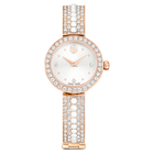 swarovski matrix pearl bangle bangle watch  swiss made  crystal bracelet  white  rose gold tone finish
