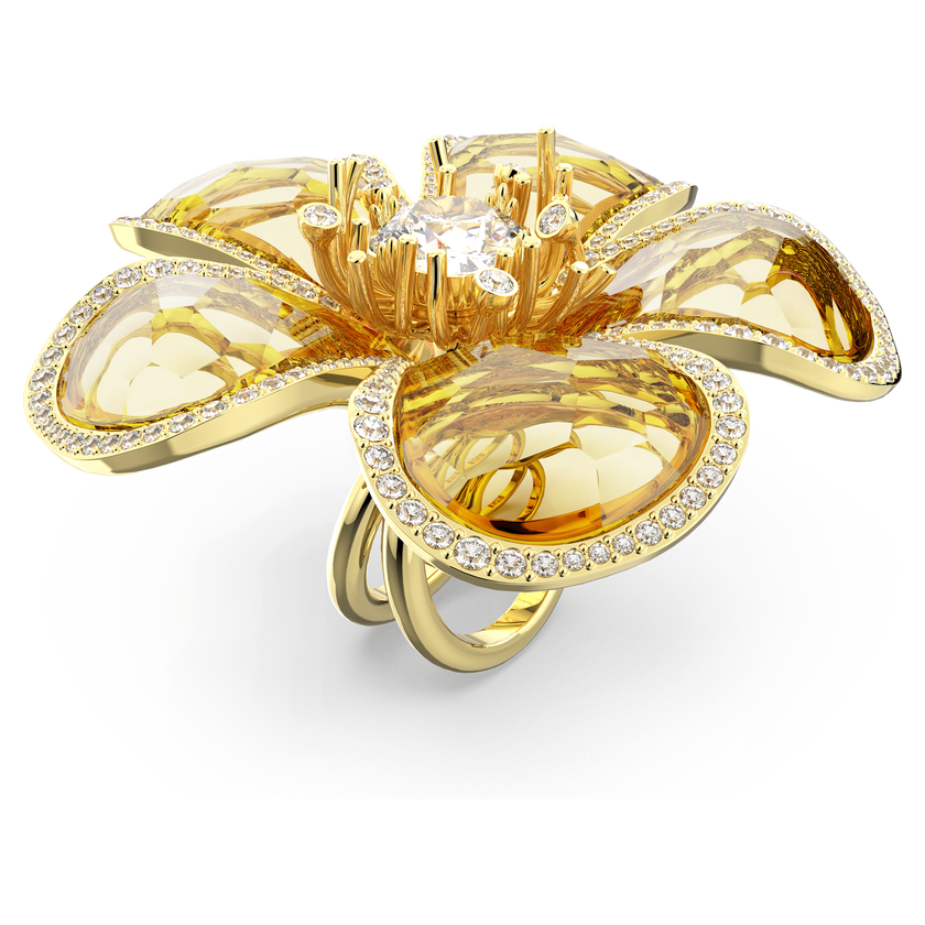 swarovski florere cocktail ring  flower  yellow  gold tone plated