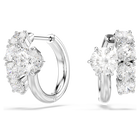 swarovski matrix hoop earrings  round cut  white  rhodium plated