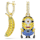 swarovski minions stuart and banana drop earrings  pav   mini  multicolored  18k gold finish