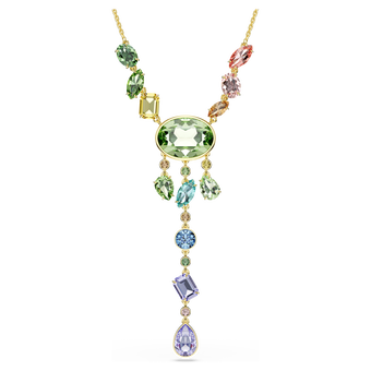 swarovski gema y necklace  mixed cuts  multicolored  gold tone plated
