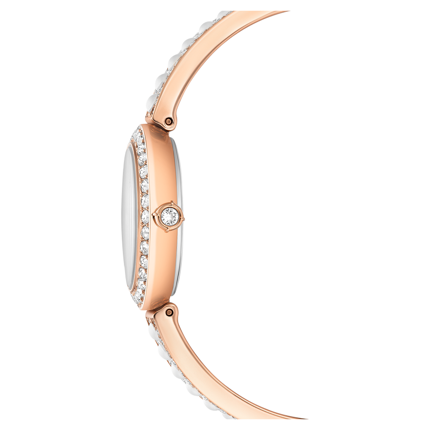 swarovski matrix pearl bangle bangle watch  swiss made  crystal bracelet  white  rose gold tone finish