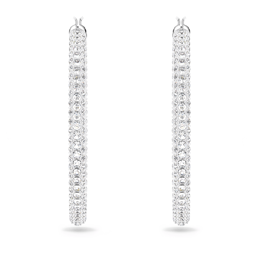 swarovski dextera hoop earrings  pav   large  white  rhodium plated