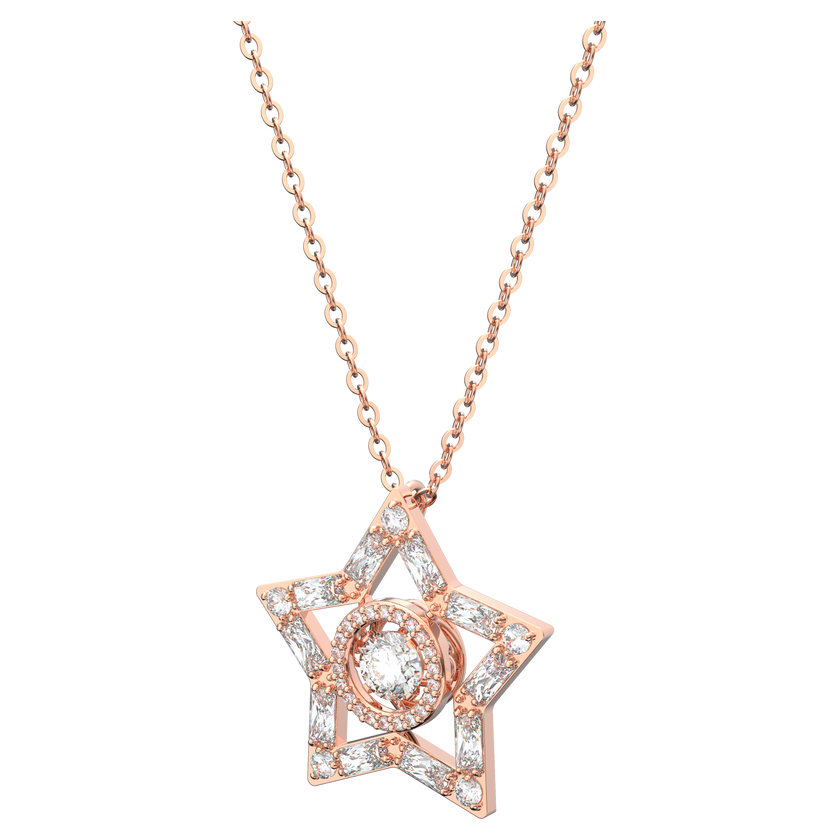 swarovski stella pendant  white  rose gold tone plated