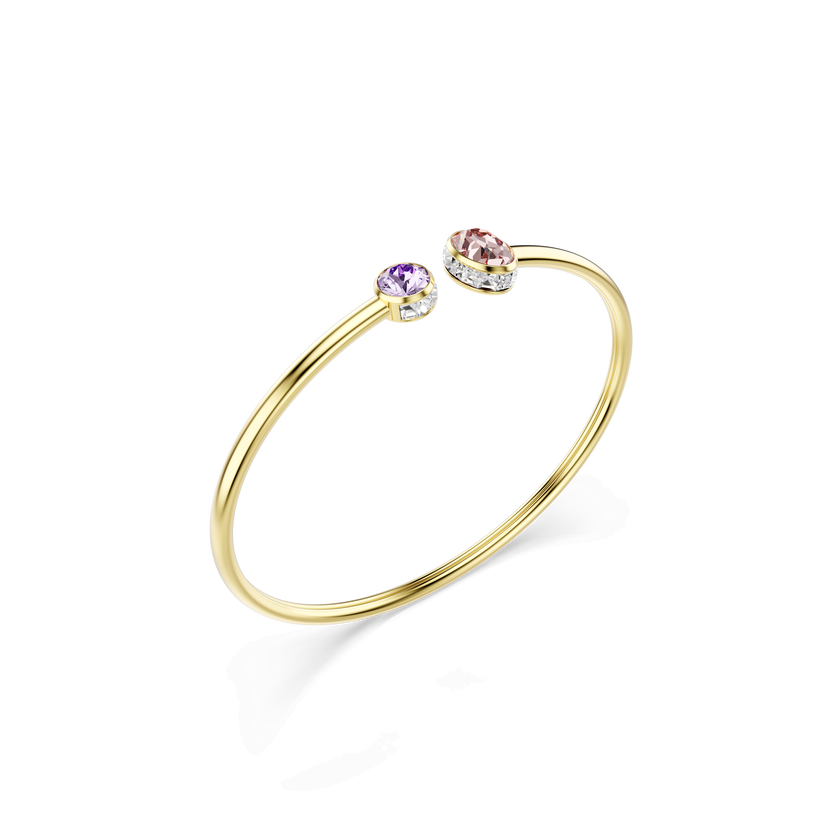 swarovski chroma bangle  mixed cuts  multicolored  gold tone plated
