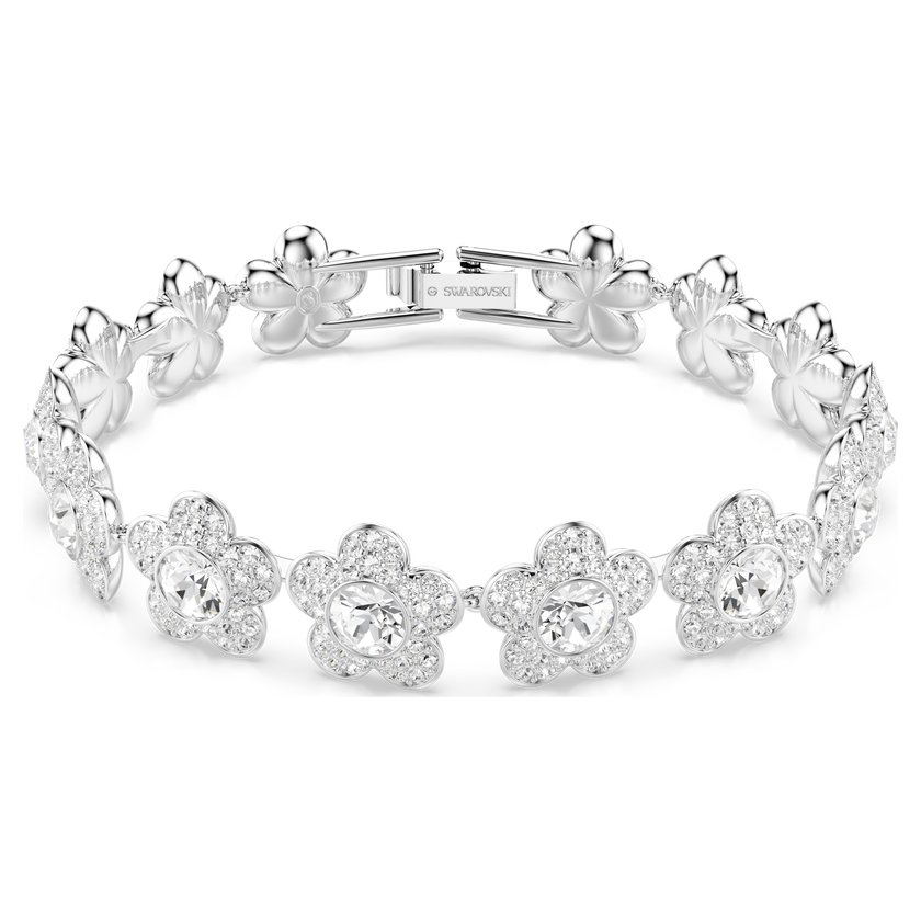 ariana grande x swarovski bracelet  round cut  flower  white  rhodium plated