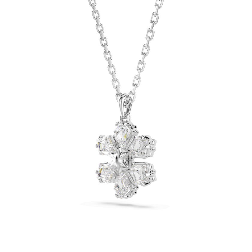 swarovski idyllia pendant  mixed cuts  snowflake  white  rhodium plated