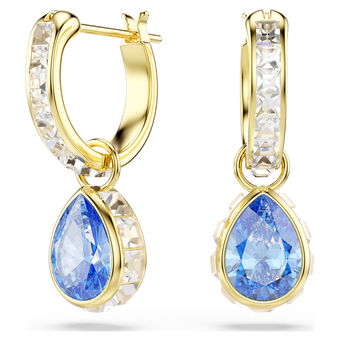 swarovski أقراط متدلية chroma، قطع على شكل كمثرى، لون أزرق، لمسة نهائية من الذهب عيار 18 قيراط
