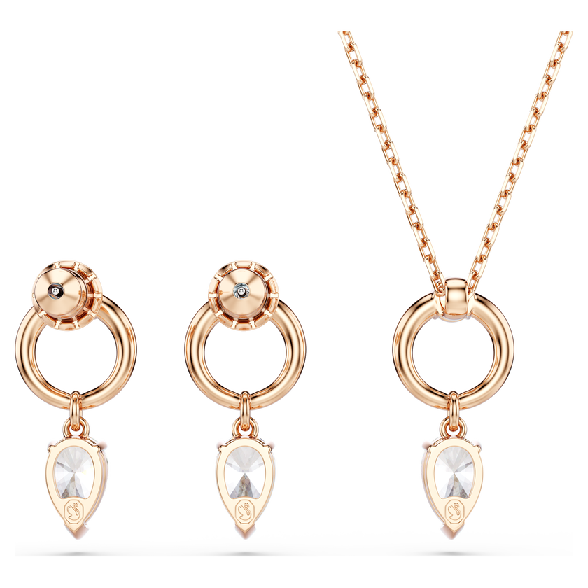 swarovski mesmera set  pear cut  round cut  white  rose gold tone plated