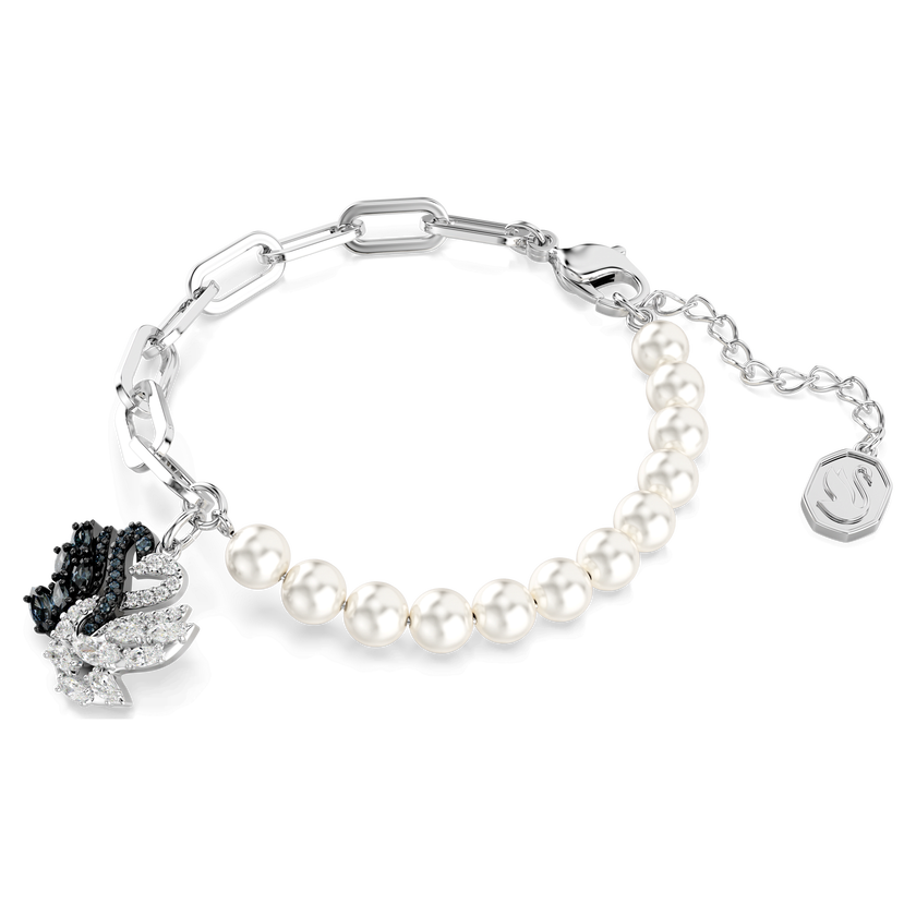 swarovski سوار swan، لآلئ كريستال، شكل بجعة، لون أسود، طلاء روديوم