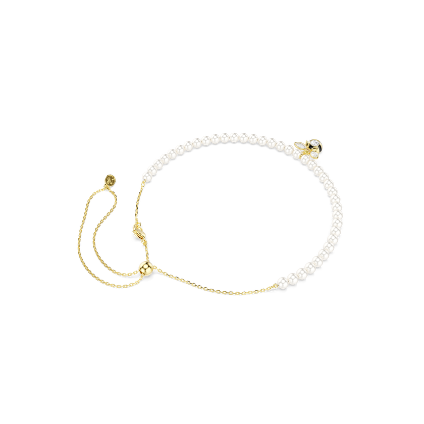 swarovski عقد شوكر idyllia، لؤلؤ كريستال، قطع متنوع، شكل نحلة، لون أبيض، لمسة نهائية من الذهب عيار 18 قيراط