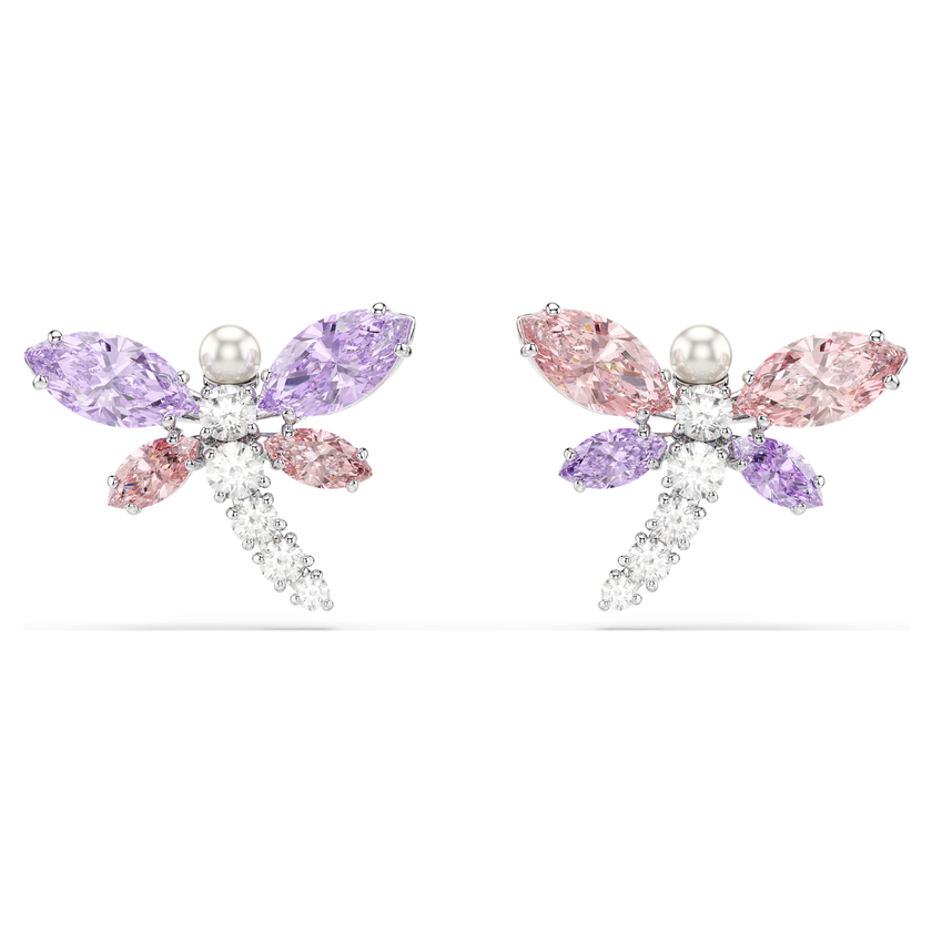 ariana grande x swarovski stud earrings  mixed cuts  dragonfly  multicolored  rhodium plated