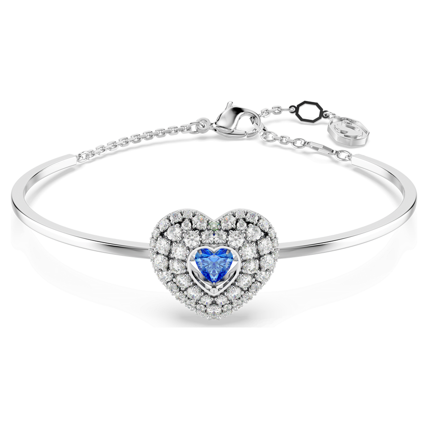 swarovski idyllia bangle  heart  blue  rhodium plated