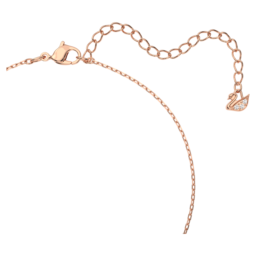 swarovski عقد swan، على شكل بجعة، لون وردي، طلاء ذهبي وردي