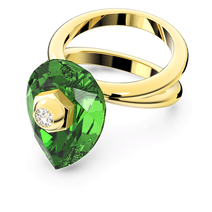 swarovski studiosa ring  green  gold tone plated