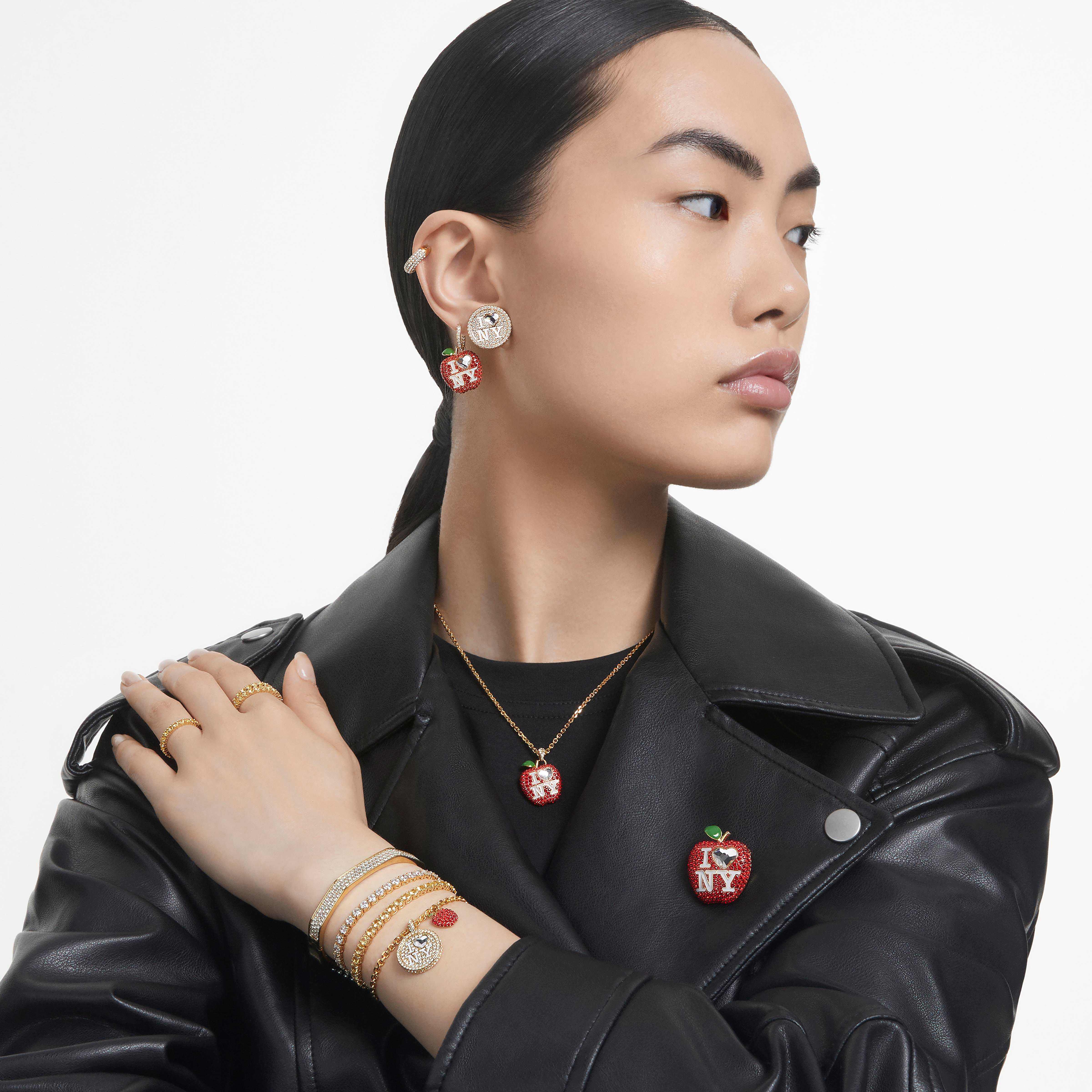 swarovski سوار matrix tennis، قطع مستدير، لون أبيض، طلاء بلون ذهبي