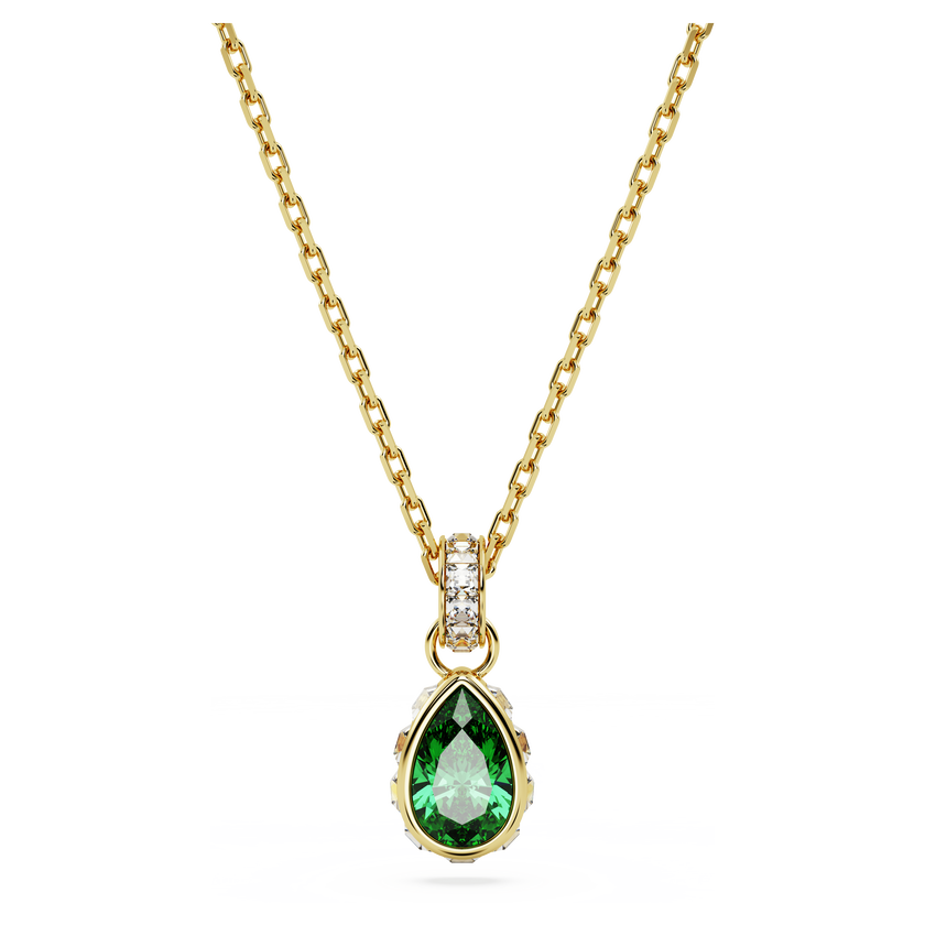 swarovski قلادة chroma، قطع على شكل كمثرى، لون أخضر، طلاء بلون ذهبي