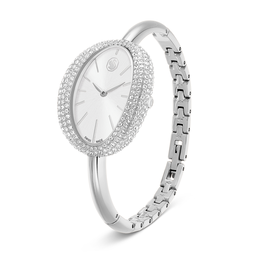 swarovski ساعة imber bangle، صناعة سويسرية، سوار معدني، لون فضي، ستانلس ستيل