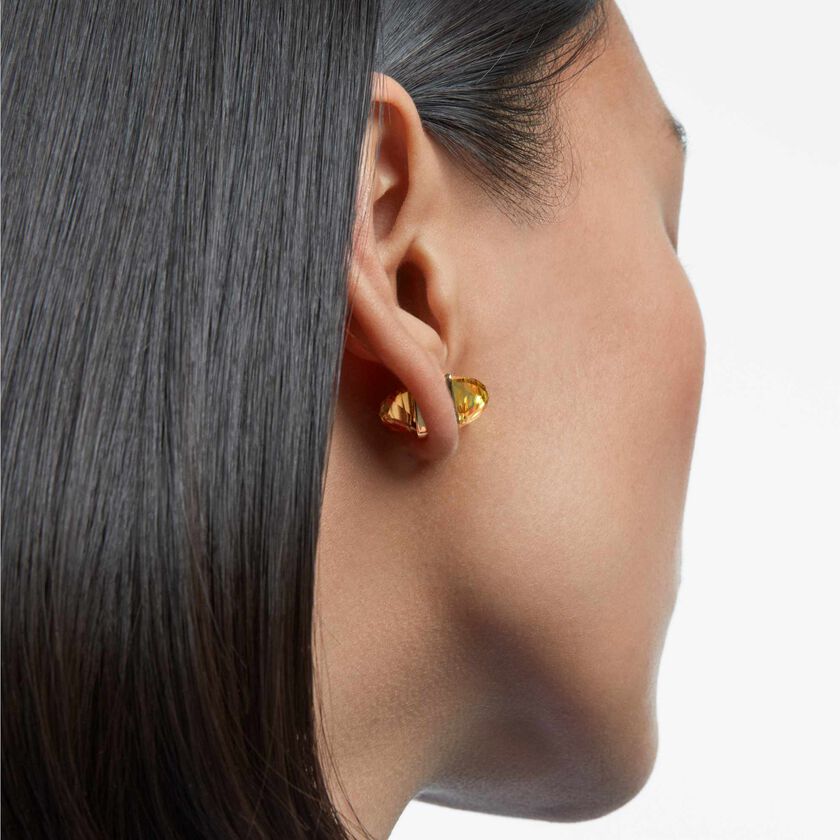 swarovski lucent ear cuff   single  magnetic  yellow  gold tone plated