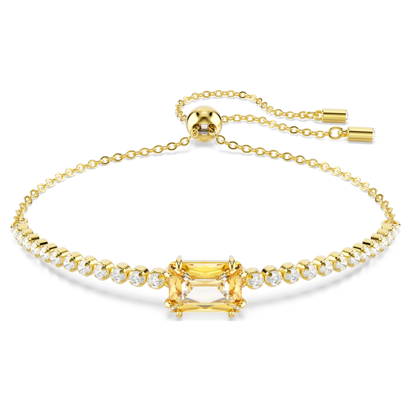 swarovski matrix tennis bracelet  mixed cuts  caramel  gold tone plated