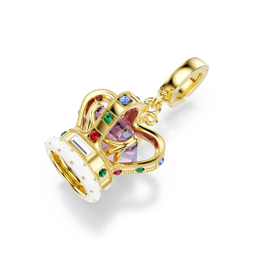 swarovski minions crown charm  mixed cuts  multicolored  18k gold finish