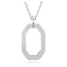 Dextera pendant, Octagon shape, Pavé, White, Rhodium plated