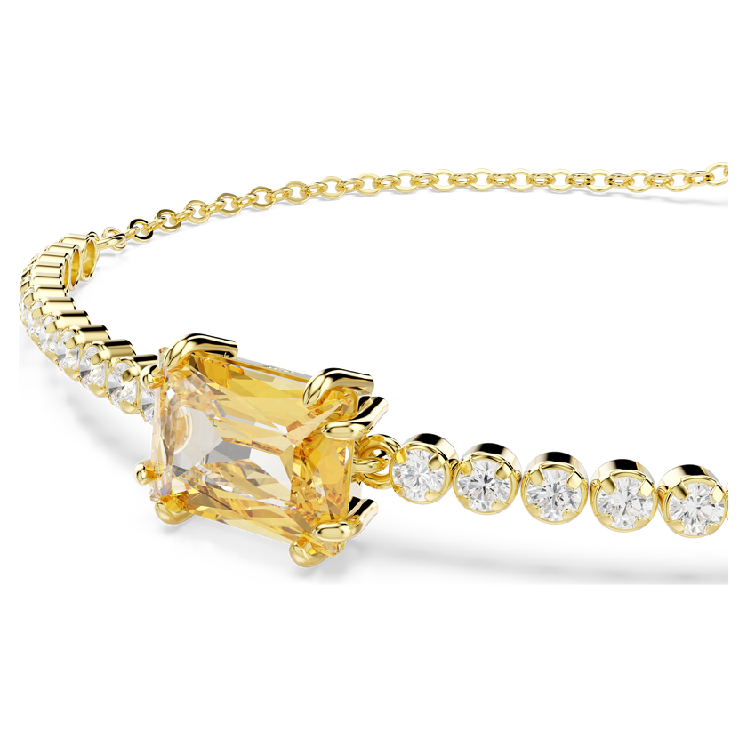 swarovski matrix tennis bracelet  mixed cuts  caramel  gold tone plated