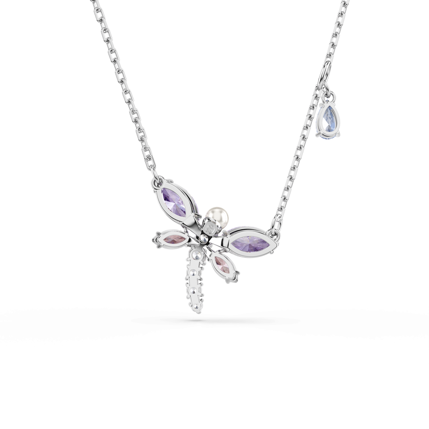 ariana grande x swarovski pendant  mixed cuts  dragonfly  multicolored  rhodium plated