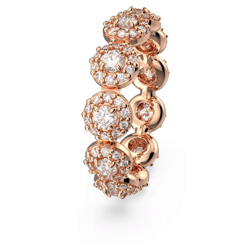 swarovski خاتم una، قطع مستدير، كريستالات متراصة، لون أبيض، طلاء ذهبي وردي