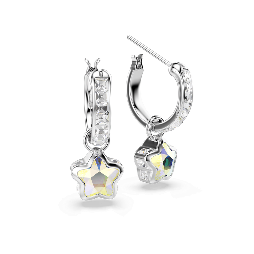 swarovski أقراط متدلية chroma، قطع متنوع، شكل نجمة، لون أبيض، طلاء روديوم