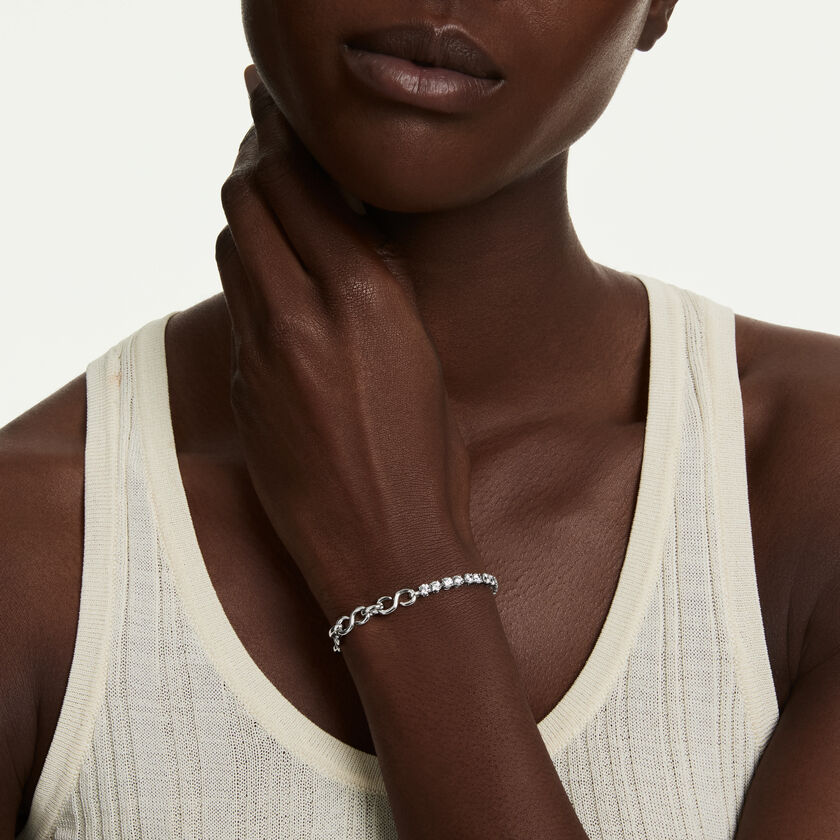 swarovski matrix bracelet  round cut  white  rhodium plated