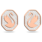 Signum stud earrings,  White, Rose gold-tone plated
