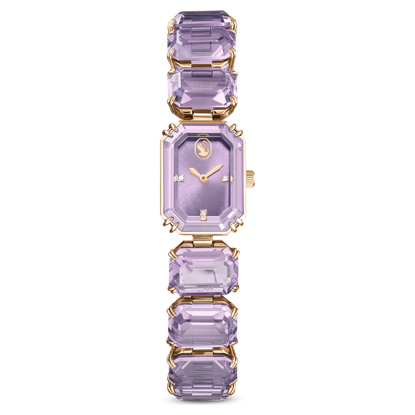 swarovski watch  octagon cut bracelet  purple  champagne gold tone finish