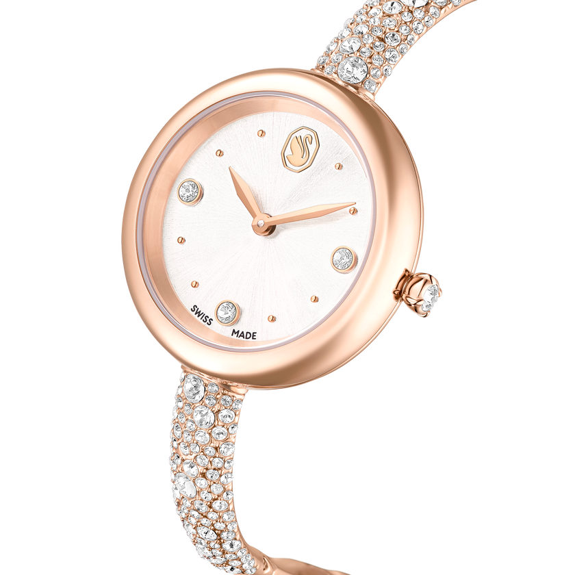 swarovski ساعة sublima bangle، صناعة سويسرية، سوار معدني، لون ذهبي وردي، لمسة نهائية بلون ذهبي وردي