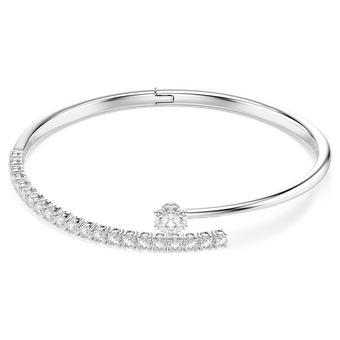 swarovski matrix bangle  round cut  white  rhodium plated