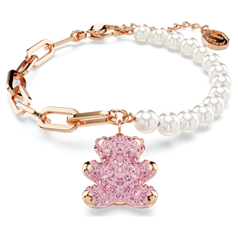 swarovski teddy bracelet  bear  pink  rose gold tone plated