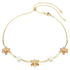 swarovski idyllia necklace  crystal pearl  mixed cuts  flower  multicolored  gold tone plated
