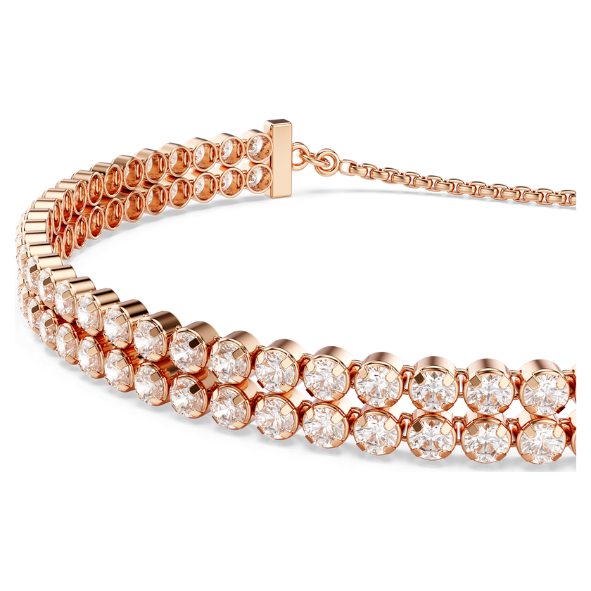 swarovski matrix tennis bracelet  round cut  white  18k rose gold finish